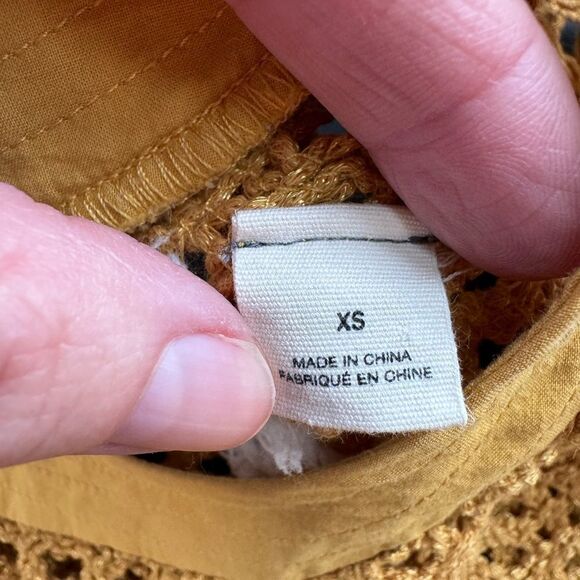 Anthropologie Angel of the North Womens Senoia Boho Sweater Mustard Crochet XS - Picture 10 of 14